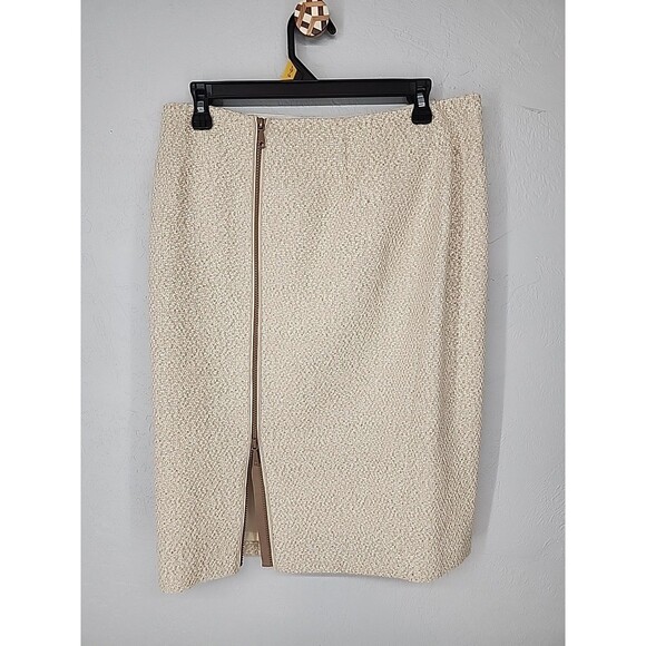 Cream Tweed Boucle Pencil Skirt Quiet Luxury Muted Neutral | Lafayette 148 Sz 10 - Picture 4 of 8